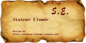 Stetner Elemér névjegykártya